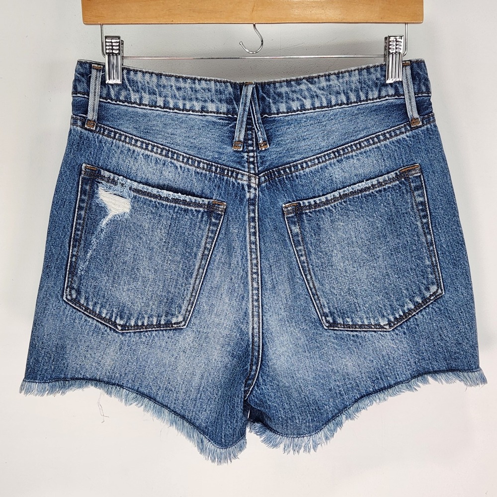 Good American Bombshell Short Blue Distressed Denim Cut Off Shorts Size 2/26 - Picture 2 of 9